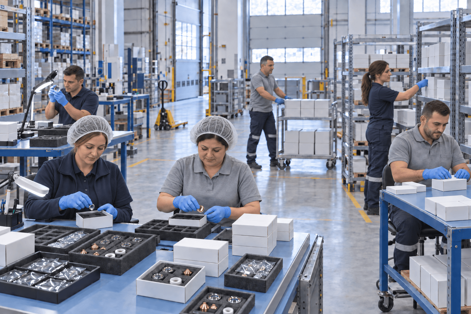 Ürünlerin kontrol edilip paketlendiği montaj ve sevkiyat alanı